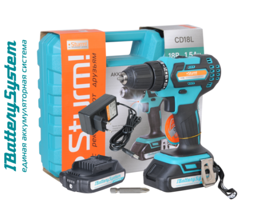 Аккумуляторный шуруповерт  Sturm CD18L 1BatterySystem-Tehinstrument