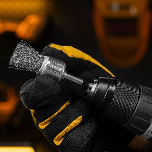 Набор щеток для дрели, 1 Плоская 50мм, 2 Чашки 25-50мм, шпилька, нерж. вит. проволока Denzel-Tehinstrument