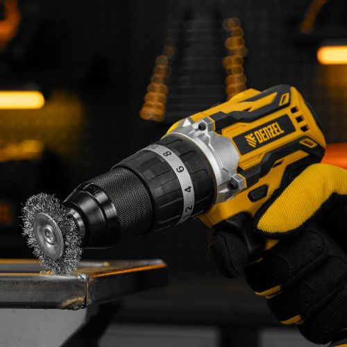 Набор щеток для дрели, 1 Плоская 50мм, 2 Чашки 25-50мм, шпилька, нерж. вит. проволока Denzel-Tehinstrument