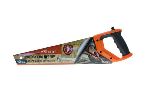 Ножовка для мокр. дерева, с карандашом,400мм,7-8TPI,3D, серия Кулибин,  Sturm-Tehinstrument