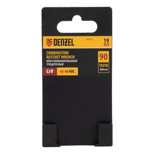 Ключ комбинированный трещоточный, 19 мм, CrV, матовый хром Denzel-Tehinstrument