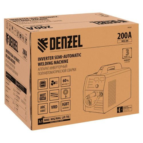 Аппарат инвертор. полуавтомат. cварки Denzel IMIG-200, 200 А-Tehinstrument