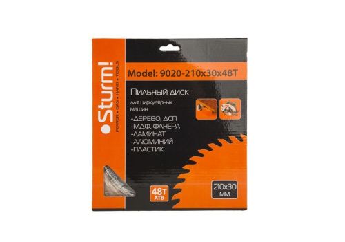Пильный диск, размер 210x30x48 зубьев, твердосплавные напайки  Sturm-Tehinstrument