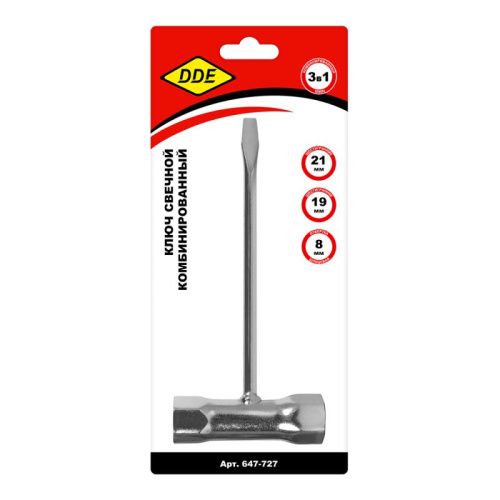 Ключ свечной комбинированный DDE  19*21мм-Tehinstrument