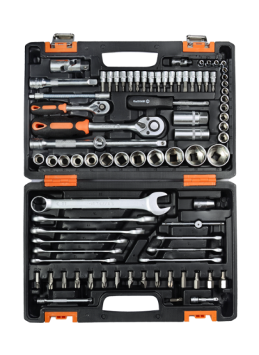 Набор инструментов, 1/2" , 1/4" , CrV, пластиковый кейс 82 предмета Вихрь-Tehinstrument