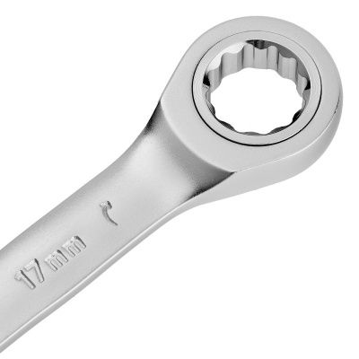 Ключ комбинированный трещоточный, 17 мм, CrV, матовый хром Denzel-Tehinstrument