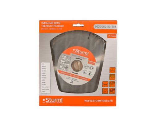Пильный диск, размер 210x30x60 зубьев, твердосплавные напайки  Sturm-Tehinstrument