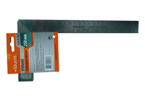 Угольник 250мм, стальной, оцинкованный,  Sturm-Tehinstrument