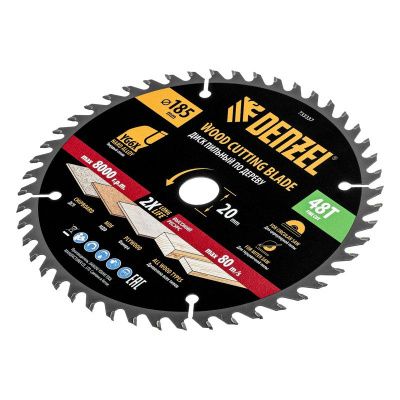 Пильный диск по дереву ф185 х 20 мм, 48 зубьев, тонкий Denzel-Tehinstrument