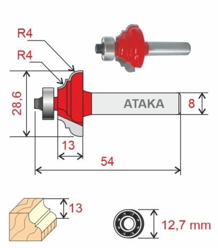 Фреза Атака кромочная калевочная D28.6/ф8/H13 (8141000)-Tehinstrument