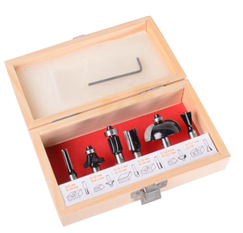 Набор фрез по дереву Вихрь 6шт (хвостовик 8мм), кейс-Tehinstrument