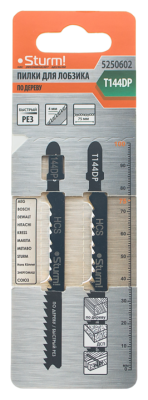 Пилки для лобзика по дереву T144DP, 2 шт, 100х75мм, шаг зуба 4мм, быстрый прямой рез, HCS,  Sturm-Tehinstrument