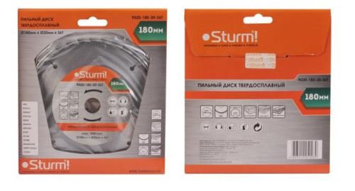 Пильный диск, размер 180x20x36 зубьев С ПЕРЕХОД. КОЛЬЦОМ НА 16мм  Sturm-Tehinstrument