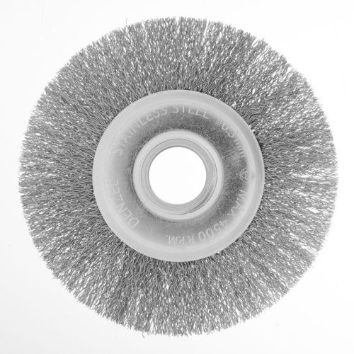 Щетка для УШМ, 125 мм, "Плоская", витая нержавеющая проволока 0.3 мм, посадка 22.2 мм Denzel-Tehinstrument