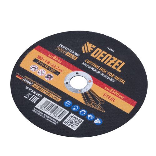 Круг отрезной по металлу, 180 х 1,8 х 22,2 мм, A46QBF Denzel-Tehinstrument