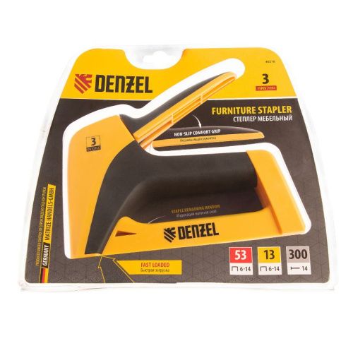Степлер мебельный, пластиковый корпус, тип скобы: 13, 53, 300, 6-14 мм, Denzel-Tehinstrument