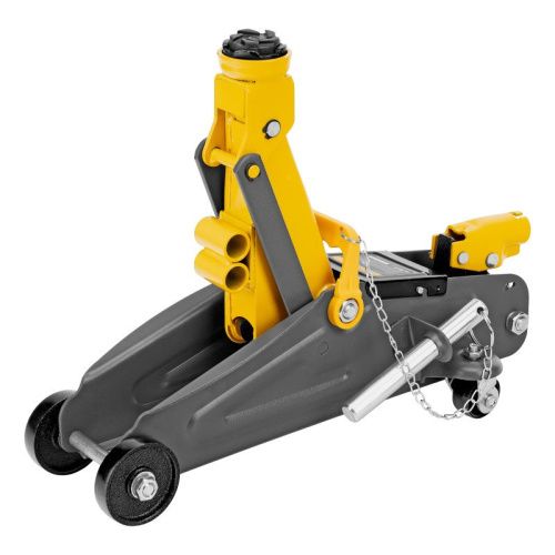 Домкрат гидравлический подкатной с фиксатором, 2 т, 130-330 мм, в кейсе Denzel-Tehinstrument