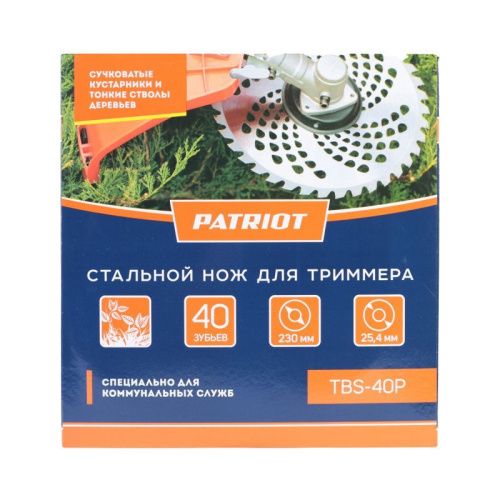 Нож Patriot TBS-40 P для триммера (230х25.4 мм, 40 зубьев)-Tehinstrument