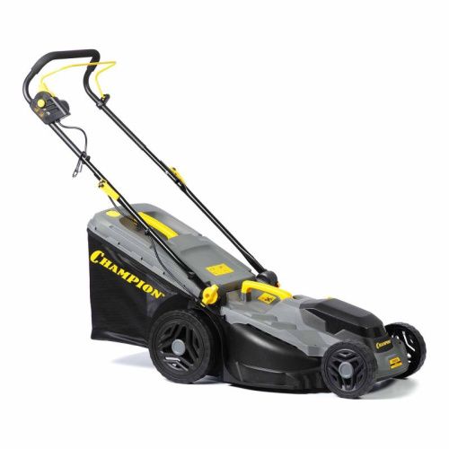 Газонокосилка эл. CHAMPION EM4318 (1,8 кВт пласт.+ткань травосб. 52л ширина 430мм 30-75мм, 12,9кг)-Tehinstrument