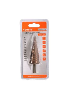 Сверло ступенчатое по металлу 4-30мм шаг 2мм Р6М5+COBALT спираль  Sturm-Tehinstrument