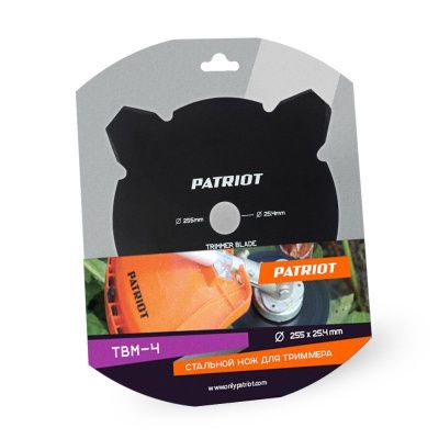 Нож Patriot TBM-4 для триммера (255х25.4 мм, 4 зубца)-Tehinstrument