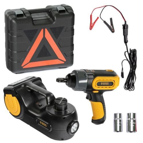 Домкрат электрогидравлический «3 в 1» (1,5 т), 12В, с гайковертом электрическим, в наборе  Denzel-Tehinstrument