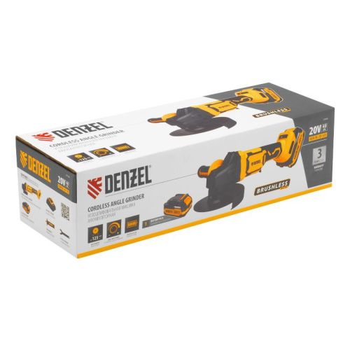 Бесщеточная аккумуляторная угловая шлифовальная машина Denzel AGH-BL-20-125, Li-Ion, 20 В-Tehinstrument