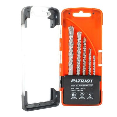 Набор сверл по бетону (4x75, 5x85, 6x100, 8x120, 10x120 мм), Patriot-Tehinstrument
