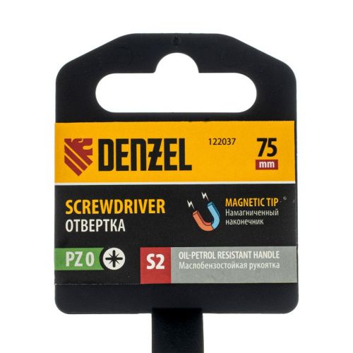 Отвертка, PZ0x75 мм, S2, 3к рукоятка Denzel-Tehinstrument