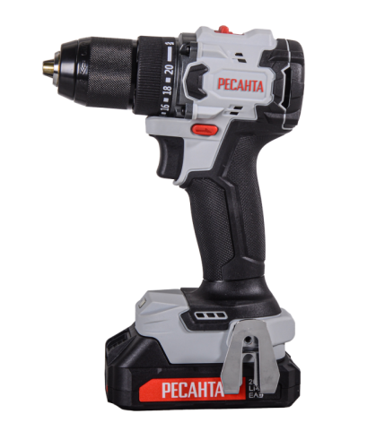 Дрель-шуруповерт аккумуляторная Ресанта ДА-20-2ЛК-БП (бесщеточный двигатель)-Tehinstrument