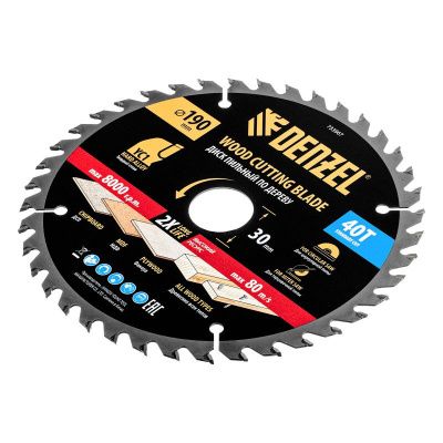 Пильный диск по дереву с гвоздями, ф190 х 30 мм, 40 зубов Denzel-Tehinstrument