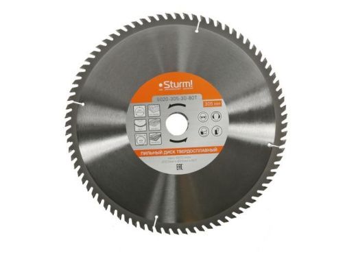 Пильный диск, размер 305x30x80 зубьев, твердосплавные напайки  Sturm-Tehinstrument