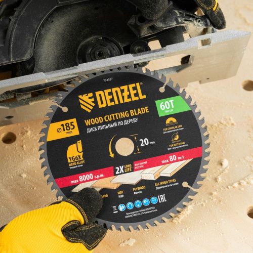 Пильный диск по дереву ф185 х 20 мм, 60 зубьев Denzel-Tehinstrument