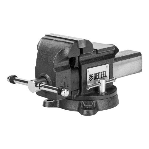 Тиски слесарные BVH-100, 100 мм, поворотные, стальная направляющая, с наковальней //Denzel-Tehinstrument