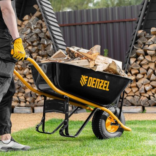 Тачка строительная, усиленная Denzel, объем 130 л, 230 кг, колесо 15х6.00-6-Tehinstrument