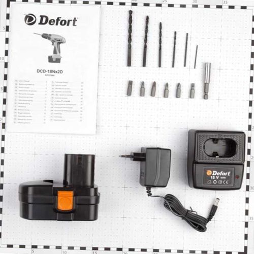 Аккумуляторный шуруповерт Defort DCD-18Nx2D (дрель-шуруповерт Дефорт 18нх2), 93727680-Tehinstrument