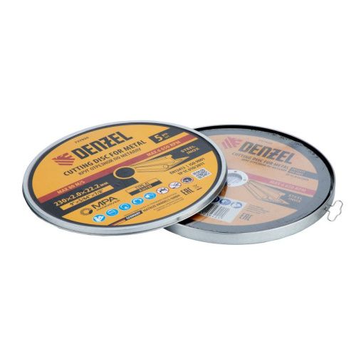 Круг отрезной по металлу, 230 х 2,0 х 22,2 мм, A36TBF, в метал.банке, 5 шт. Denzel-Tehinstrument