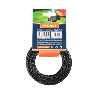 Леска D 3,0 мм L 12 м (скрученный квадрат, черная), Patriot-Tehinstrument