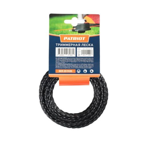 Леска D 3,0 мм L 12 м (скрученный квадрат, черная), Patriot-Tehinstrument