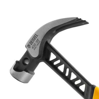 Молоток-гвоздодер 450 г, цельнокованый,боек с магнитом, двухкомп. обрезин. рук-ка Denzel-Tehinstrument