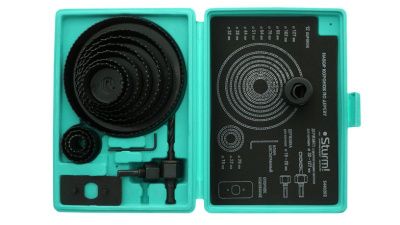 Набор коронок по дереву, 12 шт, 19/22/29/32/38/44/51/64/76/89/102/127x22мм, пластиковый кейс,  Sturm-Tehinstrument