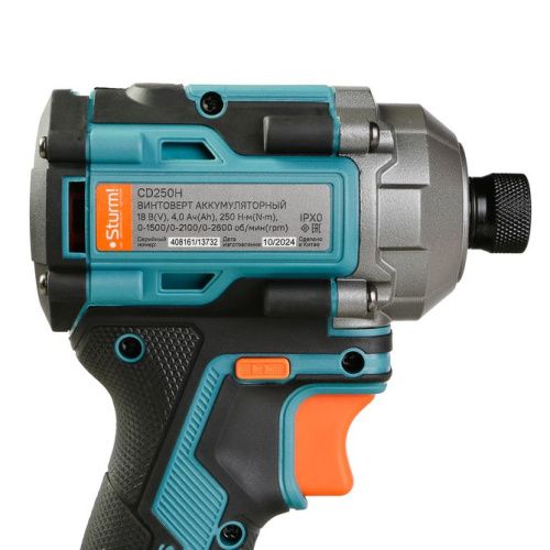 CD250H Винтоверт ударн б/щ  Sturm, 18В, 1BatterySystem, 250Нм, 1/4", 1x4.0Ач, кейс-Tehinstrument