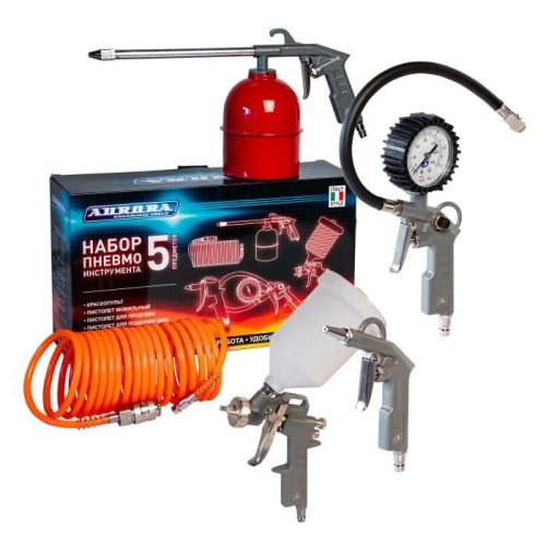 Набор пневмоинструмента Aurora KIT-5 A (5 предметов)-Tehinstrument