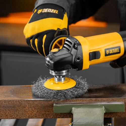 Щетка для УШМ, 125 мм, "Тарелка", витая нержавеющая проволока 0.3 мм, М14 Denzel-Tehinstrument