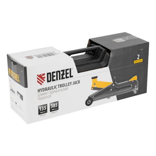 Домкрат гидравлический подкатной, 2 т, 135-385 мм, в пласт. кейсе Denzel-Tehinstrument