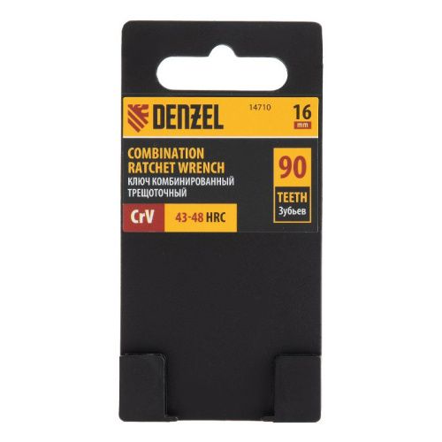 Ключ комбинированный трещоточный, 16 мм, CrV, матовый хром Denzel-Tehinstrument