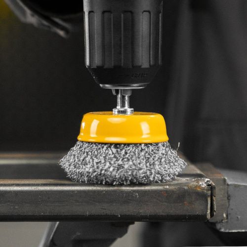 Щетка для дрели, 50 мм, Чашка, со шпилькой, нержавеющая витая проволока Denzel-Tehinstrument