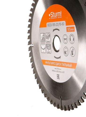 Пильный диск, размер 185x20/16x60 зубьев Мульти рез  Sturm-Tehinstrument