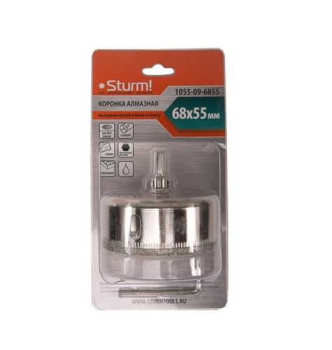Коронка алмазн. По керам. Плитке и стеклу 68 х 55 мм,  с центрир. Сверл.  Sturm-Tehinstrument