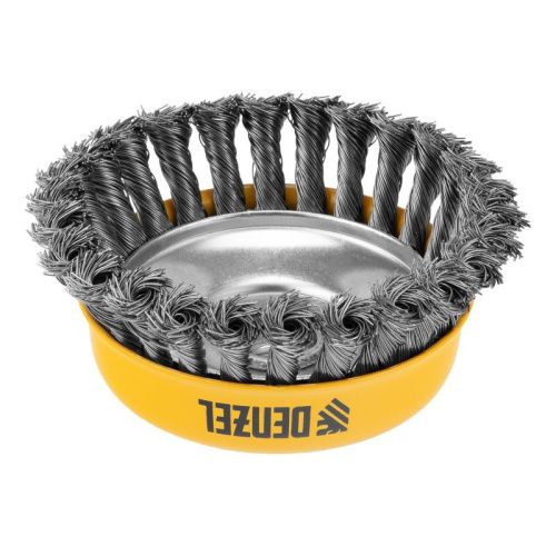 Щетка для УШМ, 125 мм, "Чашка", крученая нержавеющая проволока 0.5 мм, М14 Denzel-Tehinstrument